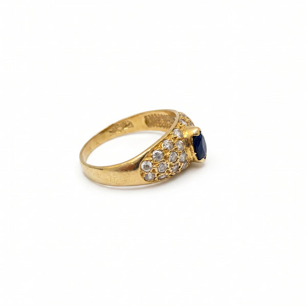 Bagues en or jaune saphir et zirconium Taille : 55