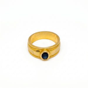 Bague Jonc Or Jaune 18K avec Saphir - Taille 52