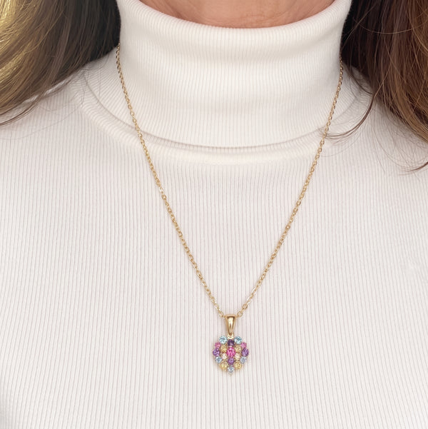 Pendentif en Or Jaune 18k avec Pierres Semi-Précieuses