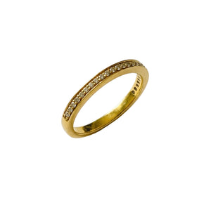 Bague Demi Tour en Or Jaune 18k avec Diamants - Taille  49