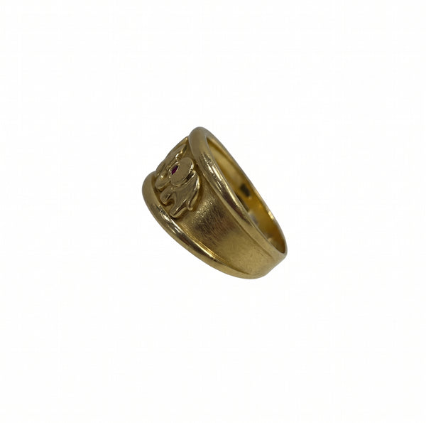 Bague éléphants en or jaune 18k Taille : 59
