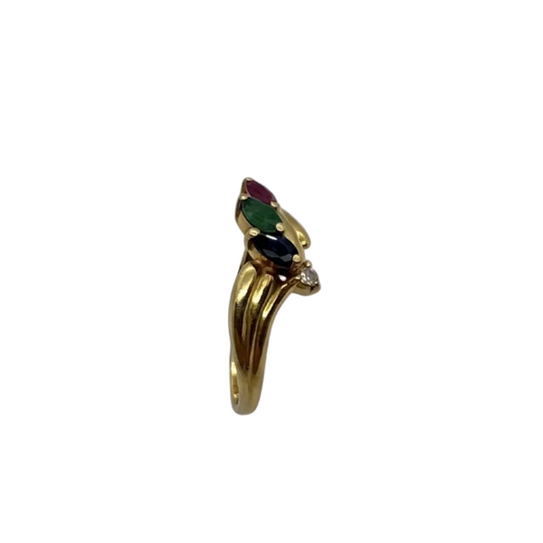 Bague en Or Jaune avec Pierres Précieuses 18k