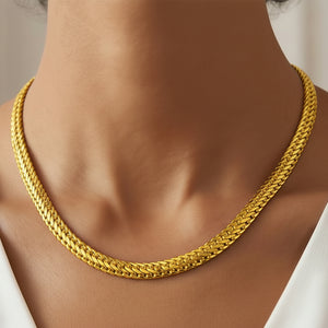 Collier Anglaise en Or Jaune 18k Ras du Cou