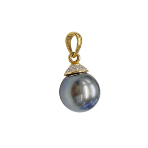 Pendentif avec Perle de Tahiti en Or Jaune & Or Blanc 18k