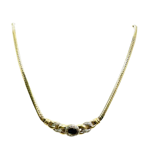 Collier Or avec Saphir et Diamants