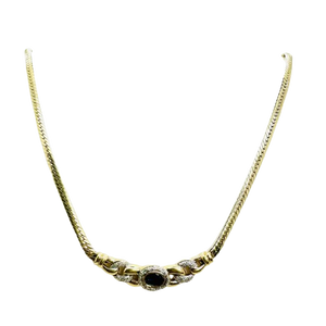 Collier Or avec Saphir et Diamants