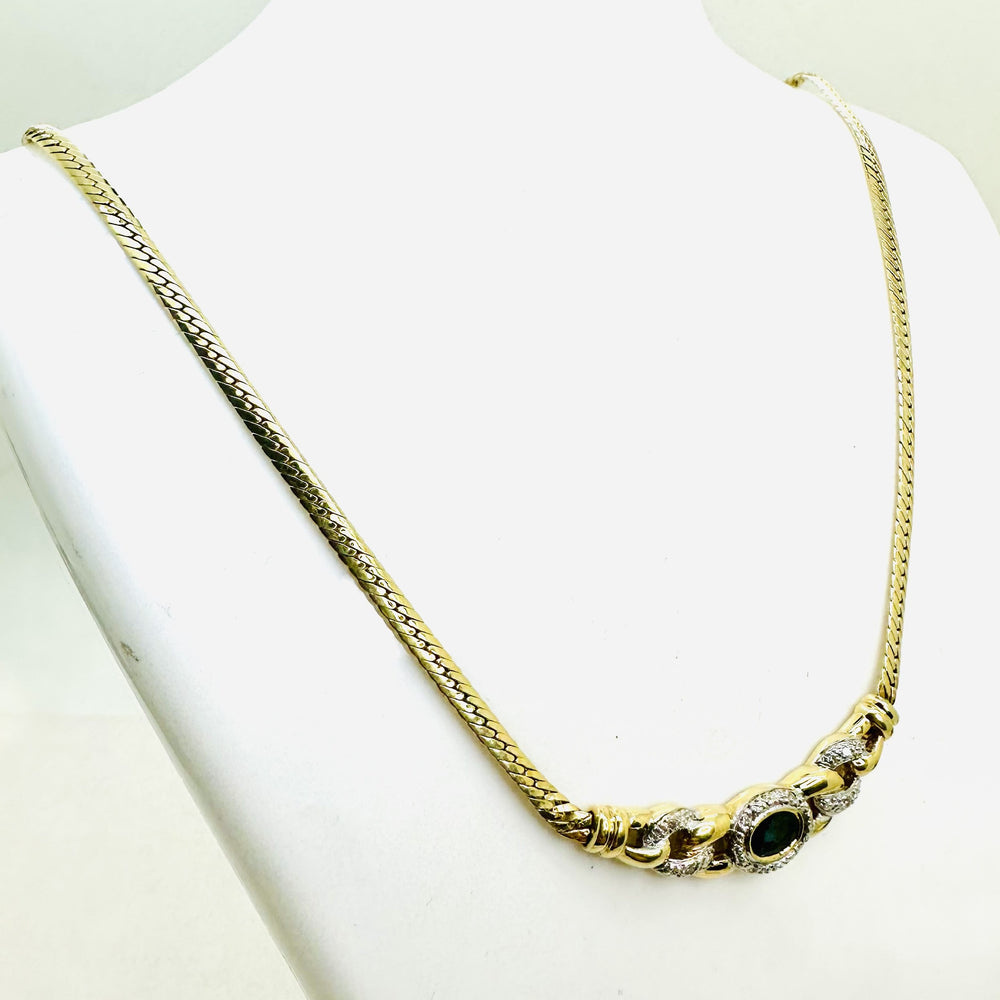 Collier Or avec Saphir et Diamants
