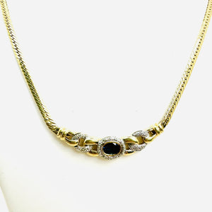 Collier Or avec Saphir et Diamants