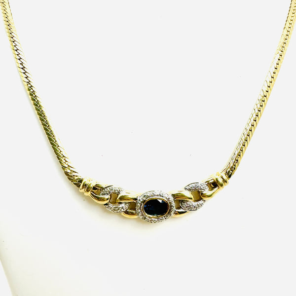 Collier Or avec Saphir et Diamants