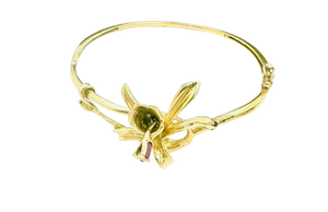 Jonc Fleur de Vanille Or avec Rubis