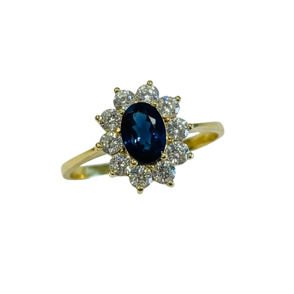 Bague Marguerite Or Jaune avec pierres précieuses 18K - 2.31Grs - T59