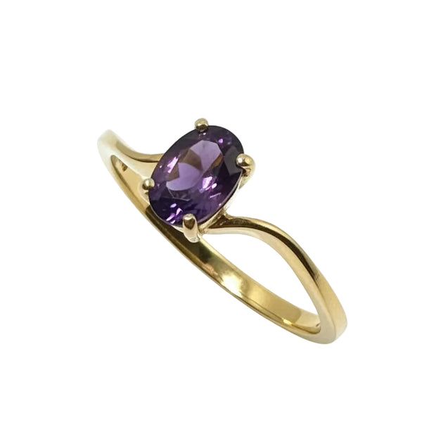 Solitaire Or Jaune 18 Carats avec Améthyste