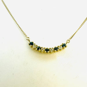 Collier Or Jaune avec Pierres Bleues et Oxydes