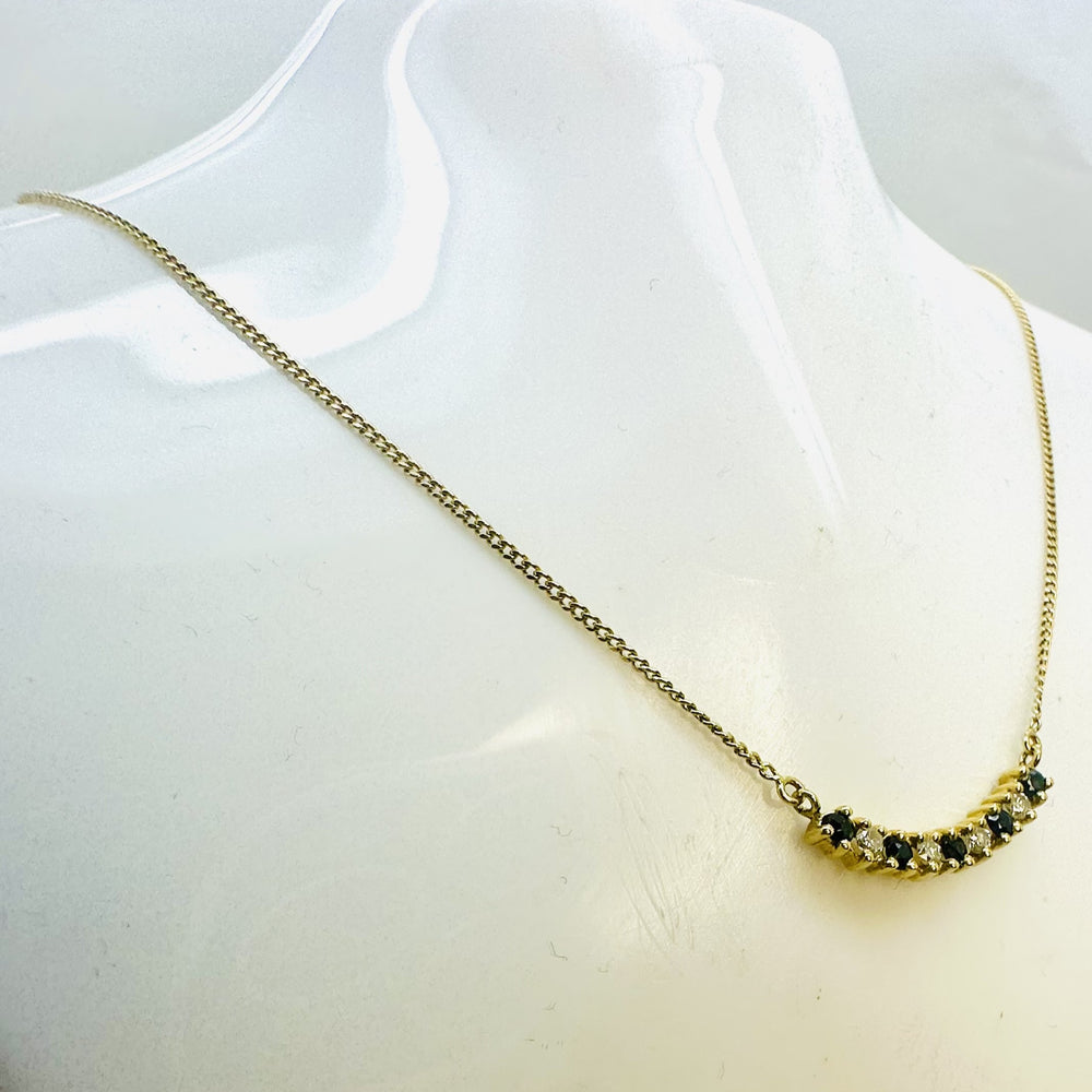 Collier Or Jaune avec Pierres Bleues et Oxydes