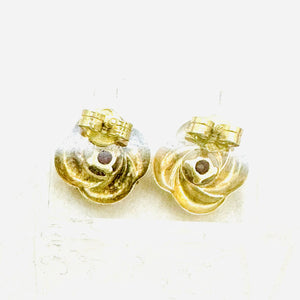 Boucles d'oreilles Fleurs Or Jaune et Rubis
