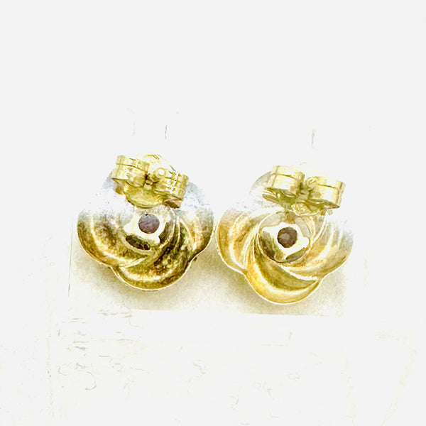 Boucles d'oreilles Fleurs Or Jaune et Rubis