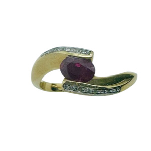 Bague Or Jaune 18K avec Rubis Certifié