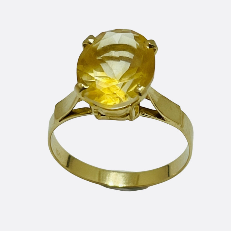 Bague Solitaire en Or Jaune 18K - Taille 52 - 2.28 G
