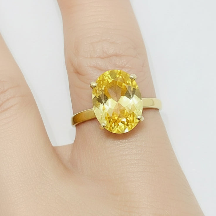 Bague Solitaire en Or Jaune 18K - Taille 52 - 2.28 G