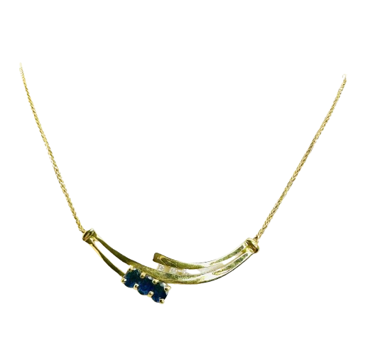 Collier Princesse en Or Jaune avec Diamants et Saphirs