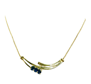 Collier Princesse en Or Jaune avec Diamants et Saphirs