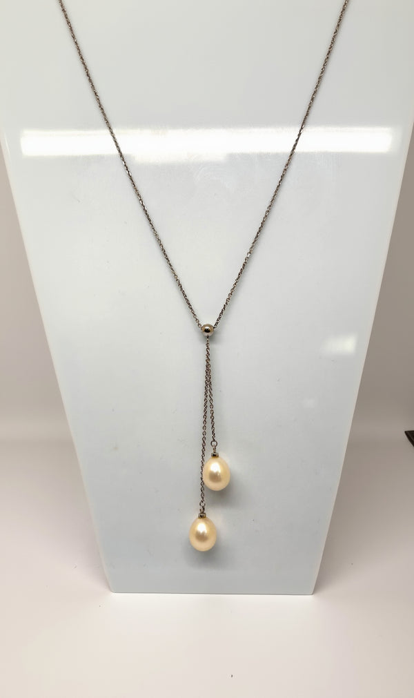 Collier Perles Forçat Or Blanc 18K