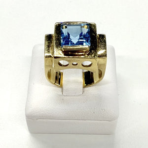 Bague tank en or avec topaze