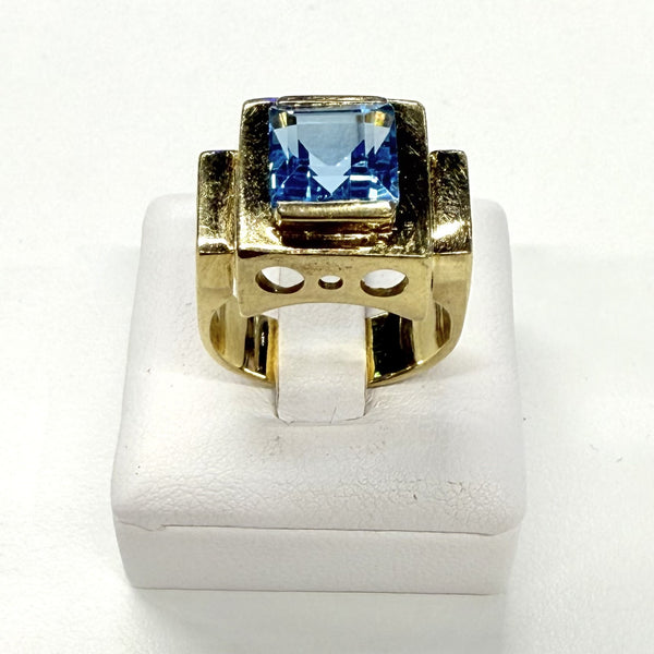 Bague tank en or avec topaze