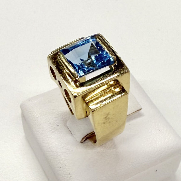 Bague tank en or avec topaze