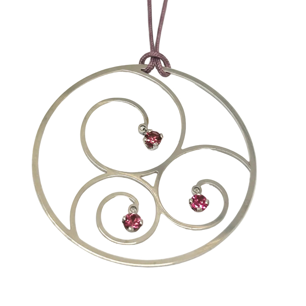 Symbole en or blanc 18 carats avec 3 morganite