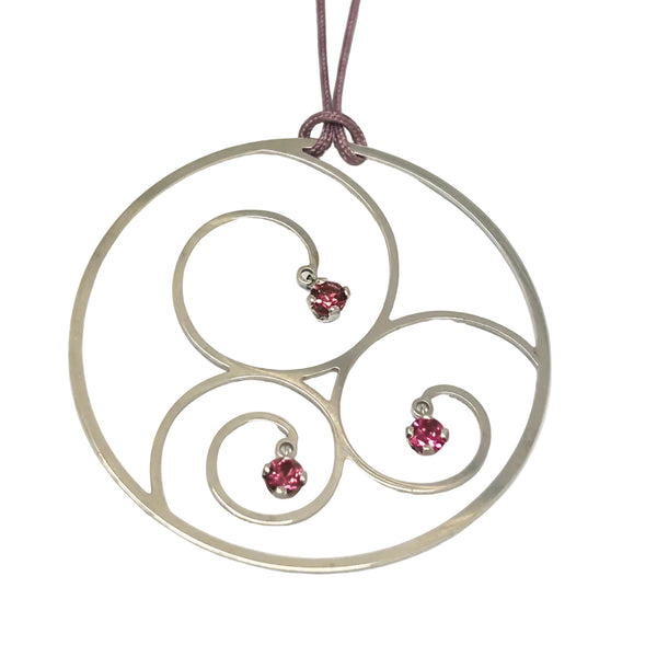 Symbole en or blanc 18 carats avec 3 morganite