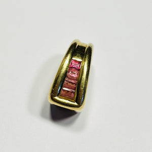Bague Chevalière ligne de Tourmaline Or Jaune 18K tête d'aigle T54
