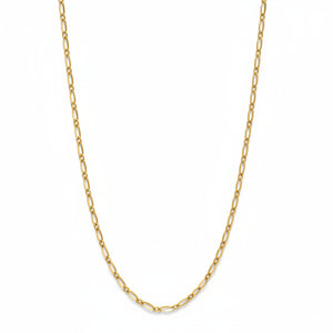 Collier Chaine Maille Cheval Alternée Or Jaune 18k