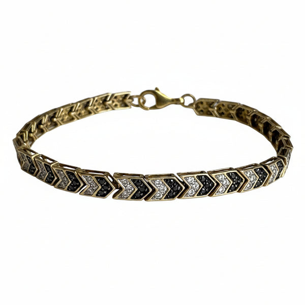 Bracelet or jaune maille chevron diamants 18 K