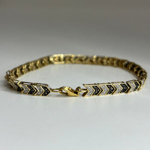 Bracelet or jaune maille chevron diamants 18 K