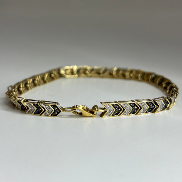 Bracelet or jaune maille chevron diamants 18 K
