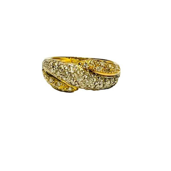 Bague avec Zirconium en Or Jaune et Or Blanc 18K - Taille 57