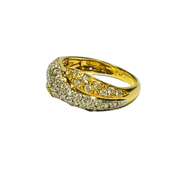 Bague avec Zirconium en Or Jaune et Or Blanc 18K - Taille 57