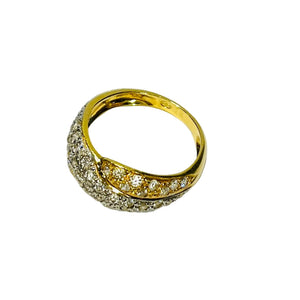 Bague avec Zirconium en Or Jaune et Or Blanc 18K - Taille 57