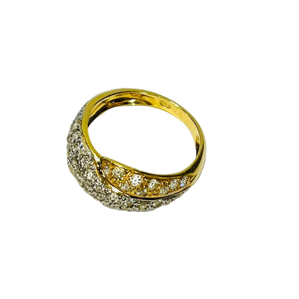 Bague avec Zirconium en Or Jaune et Or Blanc 18K - Taille 57