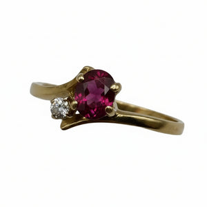 Bague Or Jaune avec Diamants et Rubis 18K