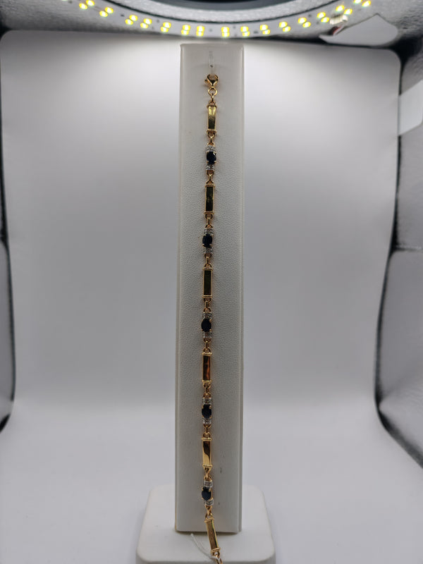 Bracelet Maillon Or Jaune 18K avec Diamants et Pierres Précieuses