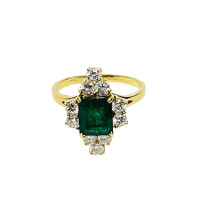 Bague fleur Emeraude et Diamants