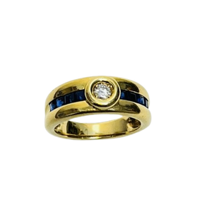 Bague or avec saphirs et diamant 0,20ct