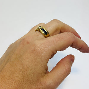 Bague or avec saphirs et diamant 0,20ct