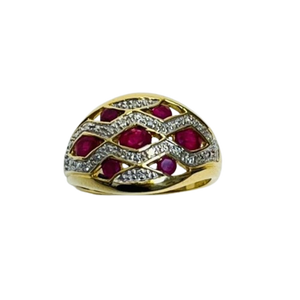 Bague or avec rubis et diamants