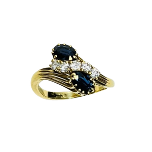 Bague toi et moi avec saphirs et diamants