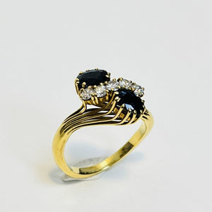 Bague toi et moi avec saphirs et diamants
