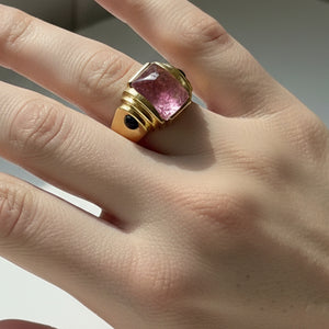Bague Tank en Or Jaune avec Améthyste