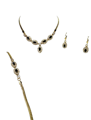 Parure 18K Collier, Bracelet et Boucles d'oreille Saphirs et Zirconiums